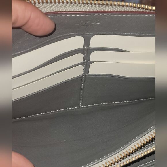 Loewe Monogram Zip Round Long Wallet Gray Marron in EUC with Dustbag Vintage - Picture 12 of 13